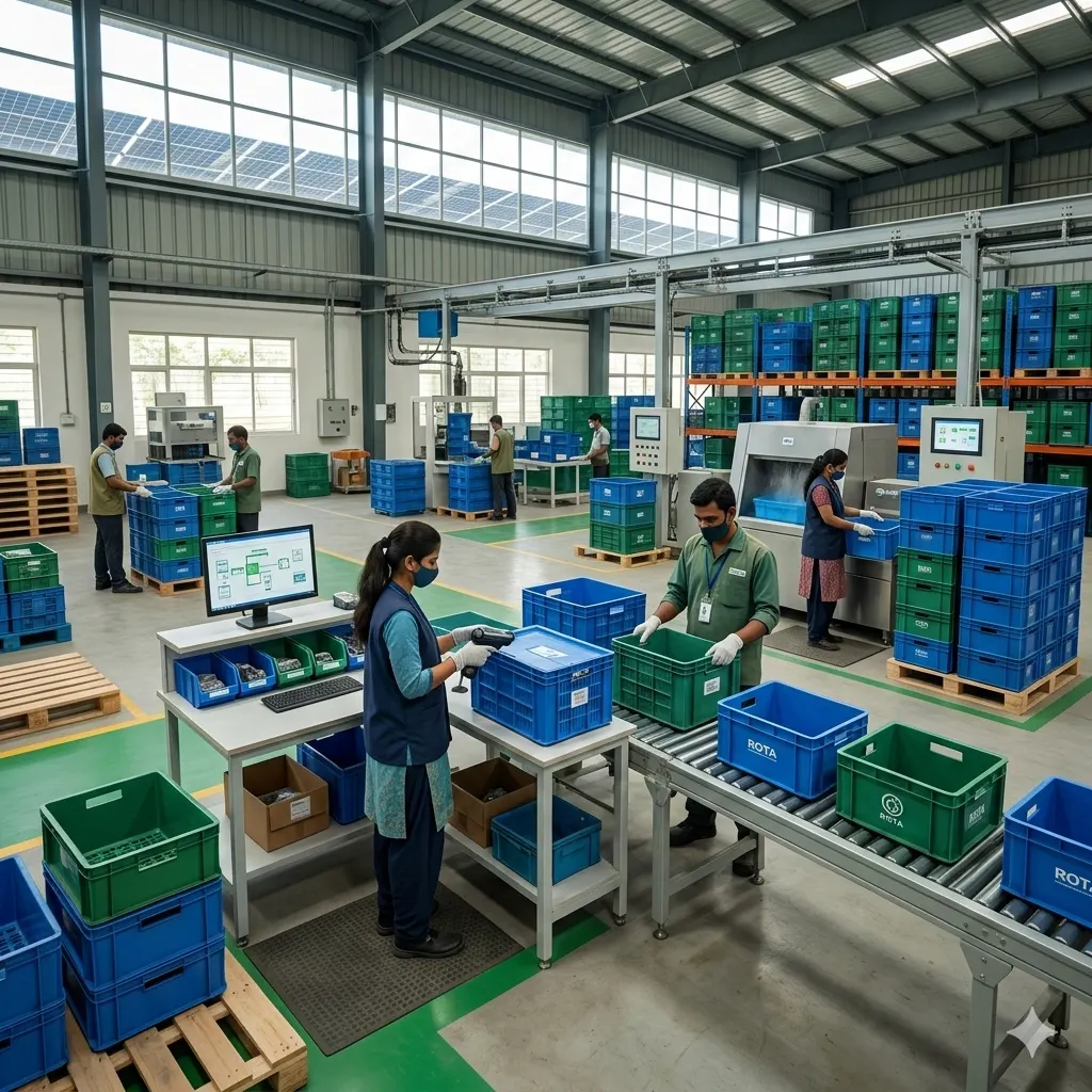 Sustainable returnable packaging systems in warehouse