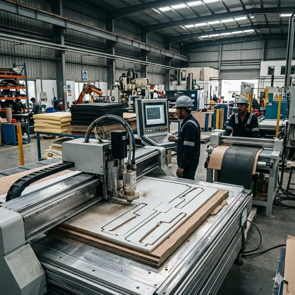 CNC cutting machine for precision packaging fabrication